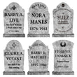 6PCS Stone Grey Halloween Tombstones Yard Signs – Realistic Graveyard Headstones with Stakes for Outdoor Cemetery Decorations