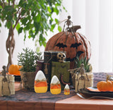 Rustic Wooden Candy Corn Table Decor – Set of 3 Fall & Halloween Centerpieces (Orange, Yellow & White)
