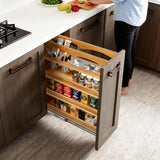 Solid Wood 4-Tier Pull-Out Spice Rack – Slim Soft-Close Cabinet Organizer for Narrow Pantry Spaces