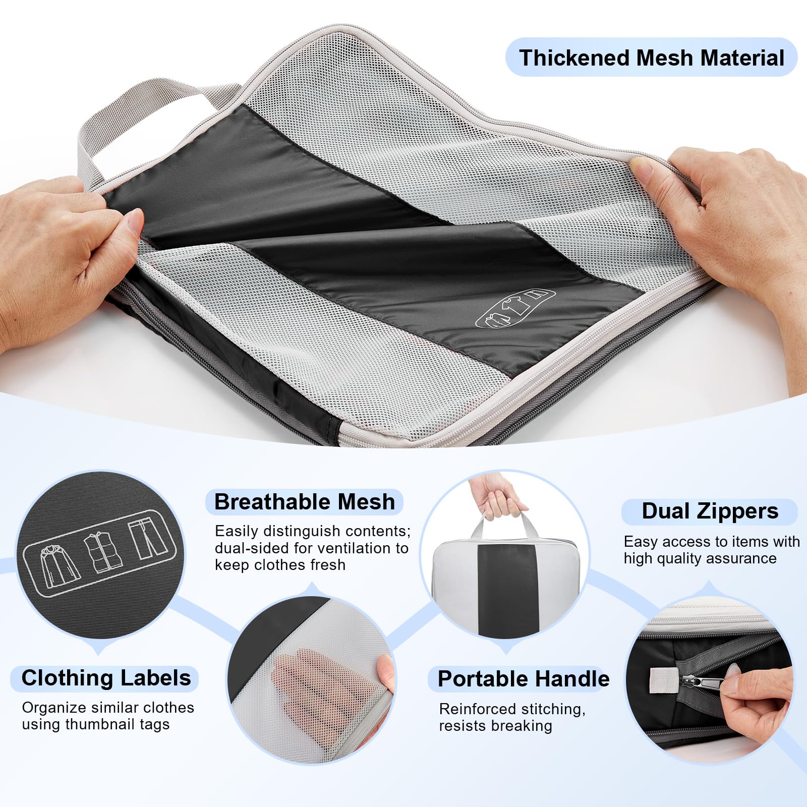 10 Piece Compression Packing Cubes Set – Travel Luggage Organizers with Hanging Toiletry Bag & Laundry Bag