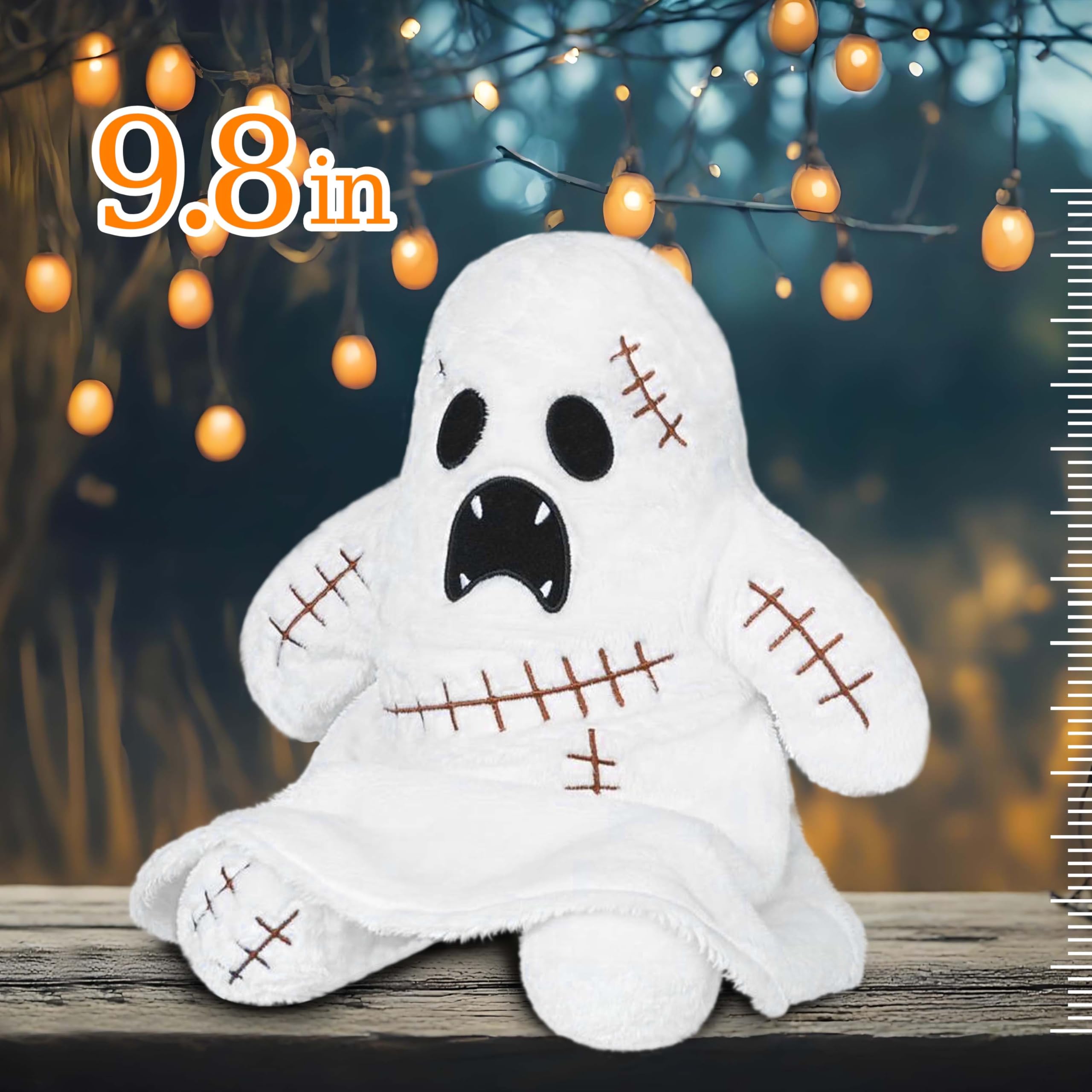 White Ghost Plush – 9.8" Soft Halloween Stuffed Toy Decoration – Hand-Stitched Embroidered Face & Ultra-Soft Fabric