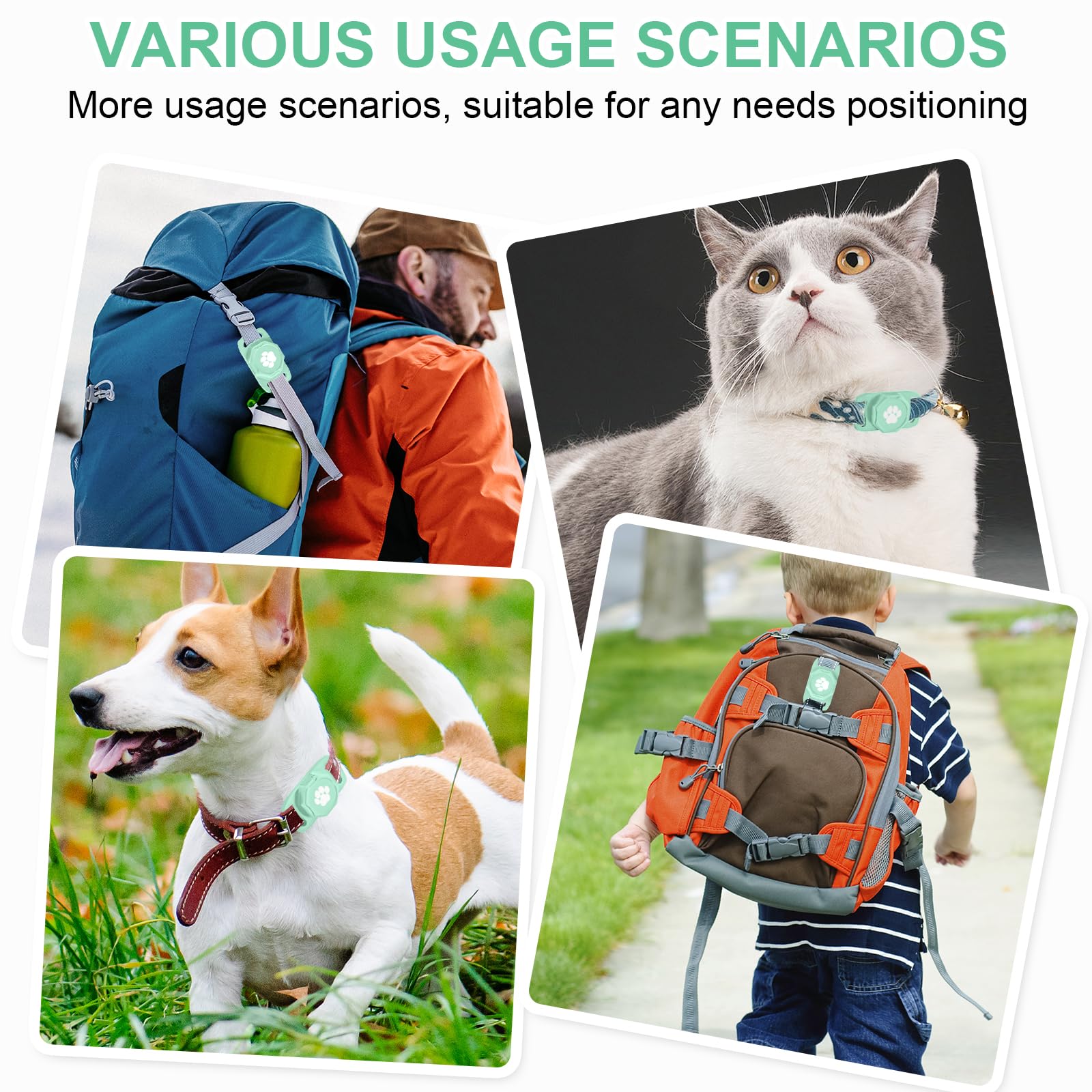 Smart Pet Tracker Compatible with Apple Find My, Waterproof GPS Tag for Cats & Dogs, No Subscription Required, Lightweight Silicone Holder