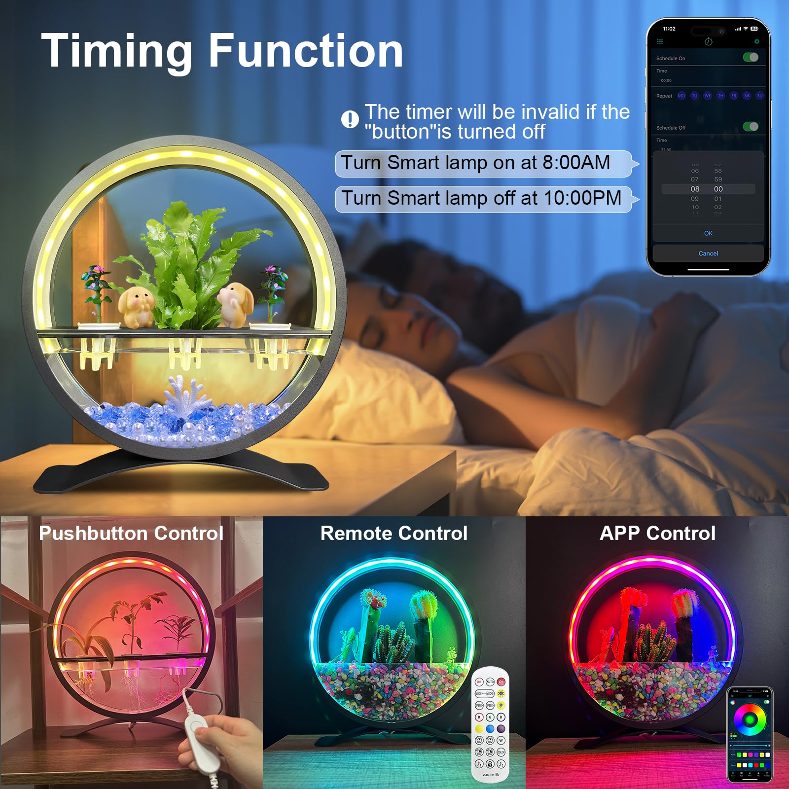Smart RGB Plant Grow Light with Music Sync – Hydroponic Desk Garden Lamp with 60,000 Colors