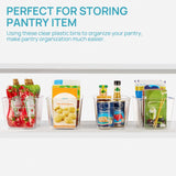 6-Pack Clear Refrigerator & Pantry Storage Bins with Handles – Medium Stackable Kitchen Organizer Containers