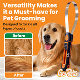 GoPets Professional Deshedding Blade Rake with Adjustable Stainless Steel Comb, Undercoat Grooming Tool for Dogs and Cats