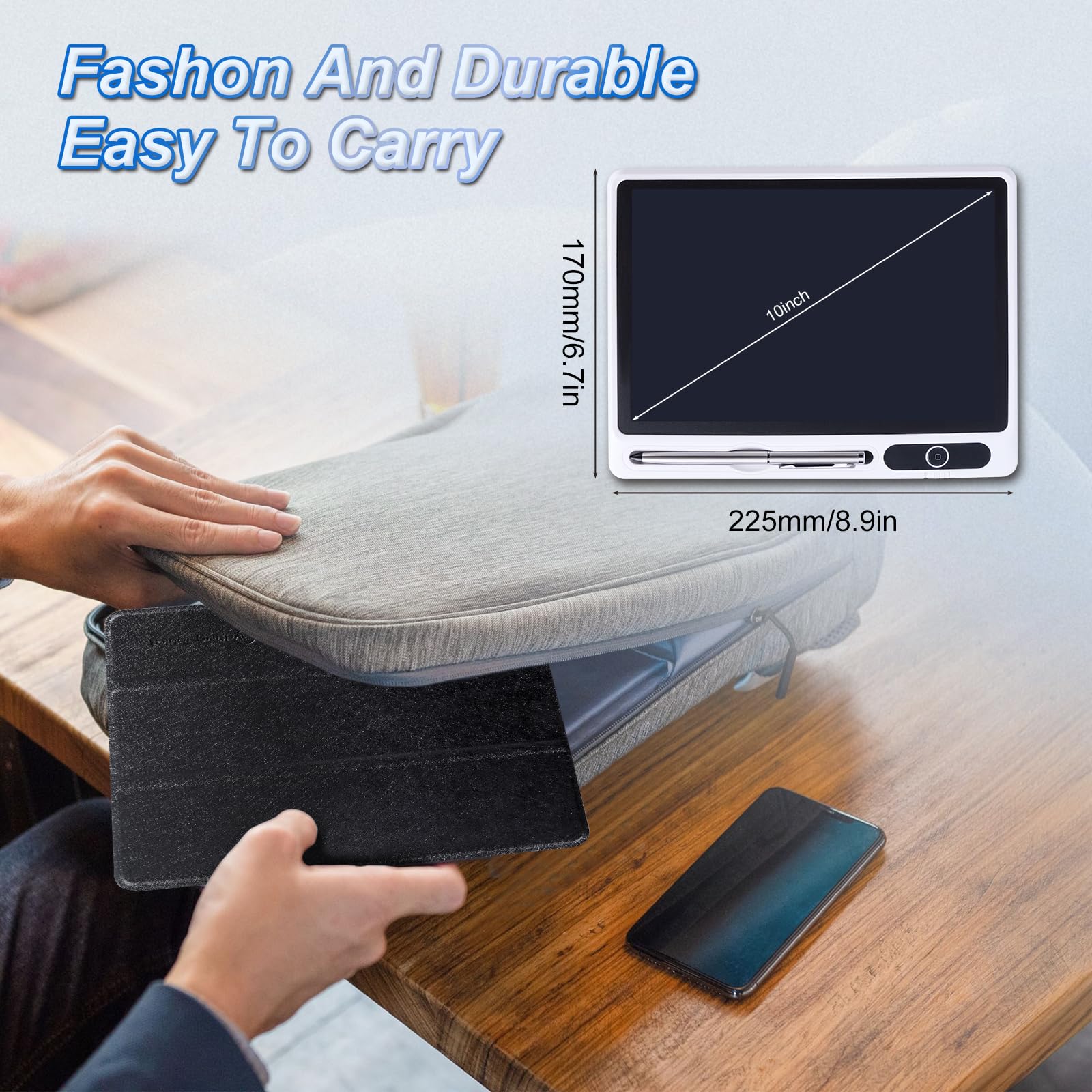 10” LCD Writing Tablet with PU Cover & Stand – Bright Thick Line Doodle Board