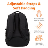 Amazon Basics Laptop Backpack for Up to 17-Inch Laptops – Multi-Compartment School, Work & Travel Backpack (Black)