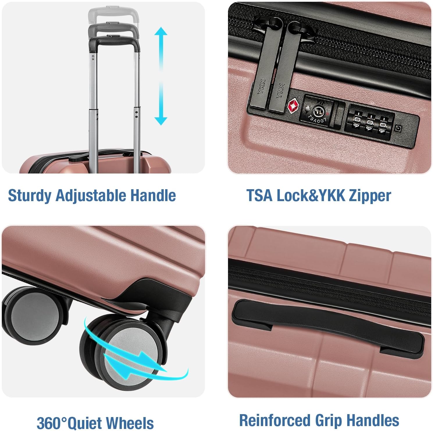 Rose Gold 20-Inch Expandable Hardshell Carry-On with TSA Lock