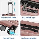Rose Gold 20-Inch Expandable Hardshell Carry-On with TSA Lock