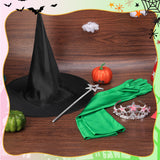 Green & Pink Witch Costume Accessory Set – Glitter Crown, Star Wand, Witch Hat & Gloves 💚🌸✨