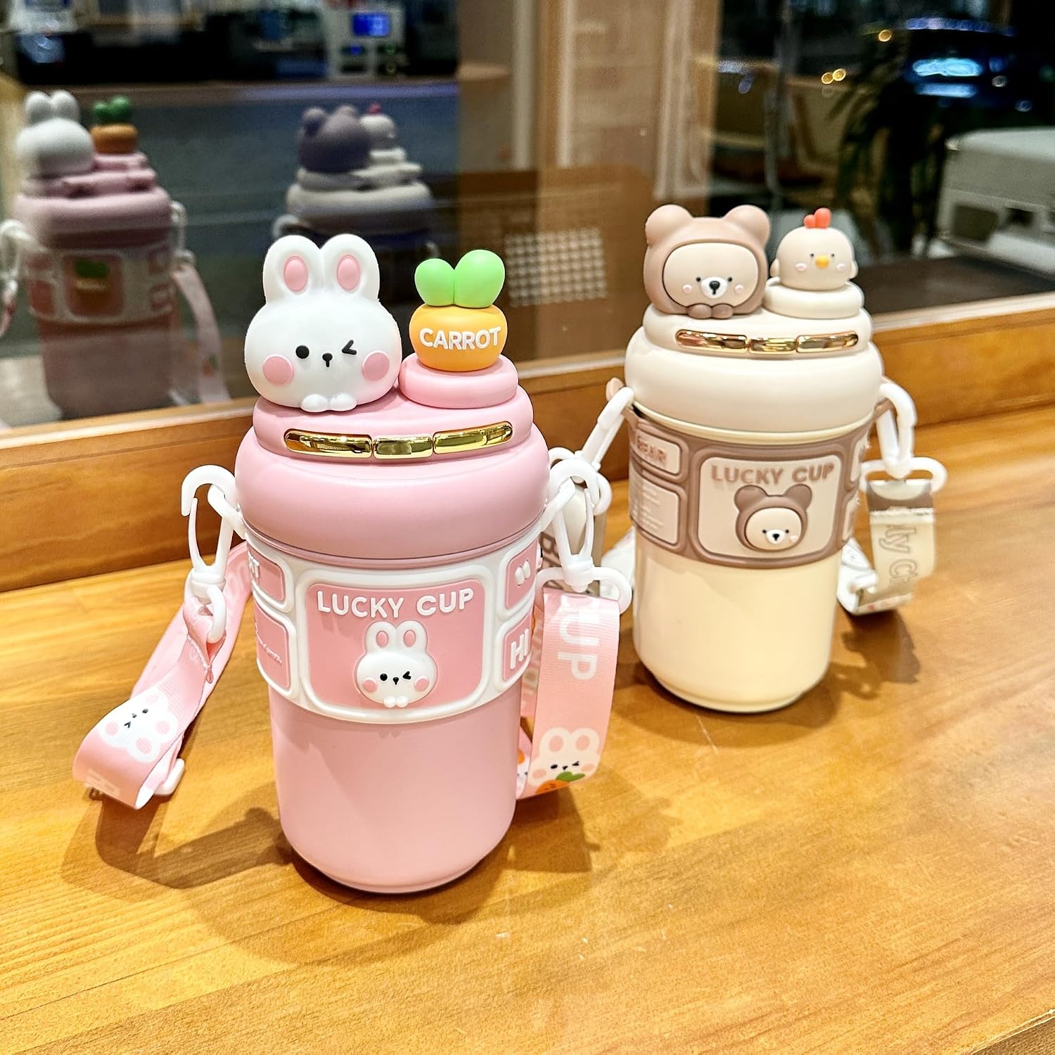 18.6 oz Kids Insulated Stainless Steel Cup with Dual Straws – Leakproof School Water Bottle
