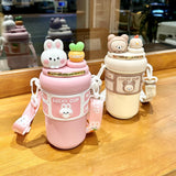 18.6 oz Kids Insulated Stainless Steel Cup with Dual Straws – Leakproof School Water Bottle