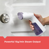 Black+Decker Compact Lavender Handheld Garment Steamer Lightweight Travel Wrinkle Remover with Fast Heat