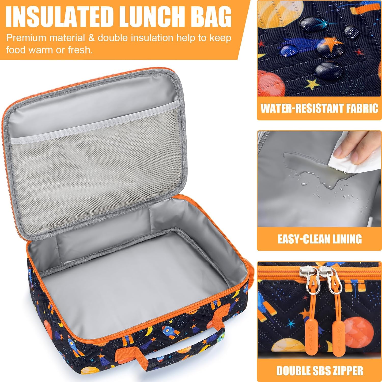 Space 7-Piece Bento Lunch Set with 14 oz Bottle