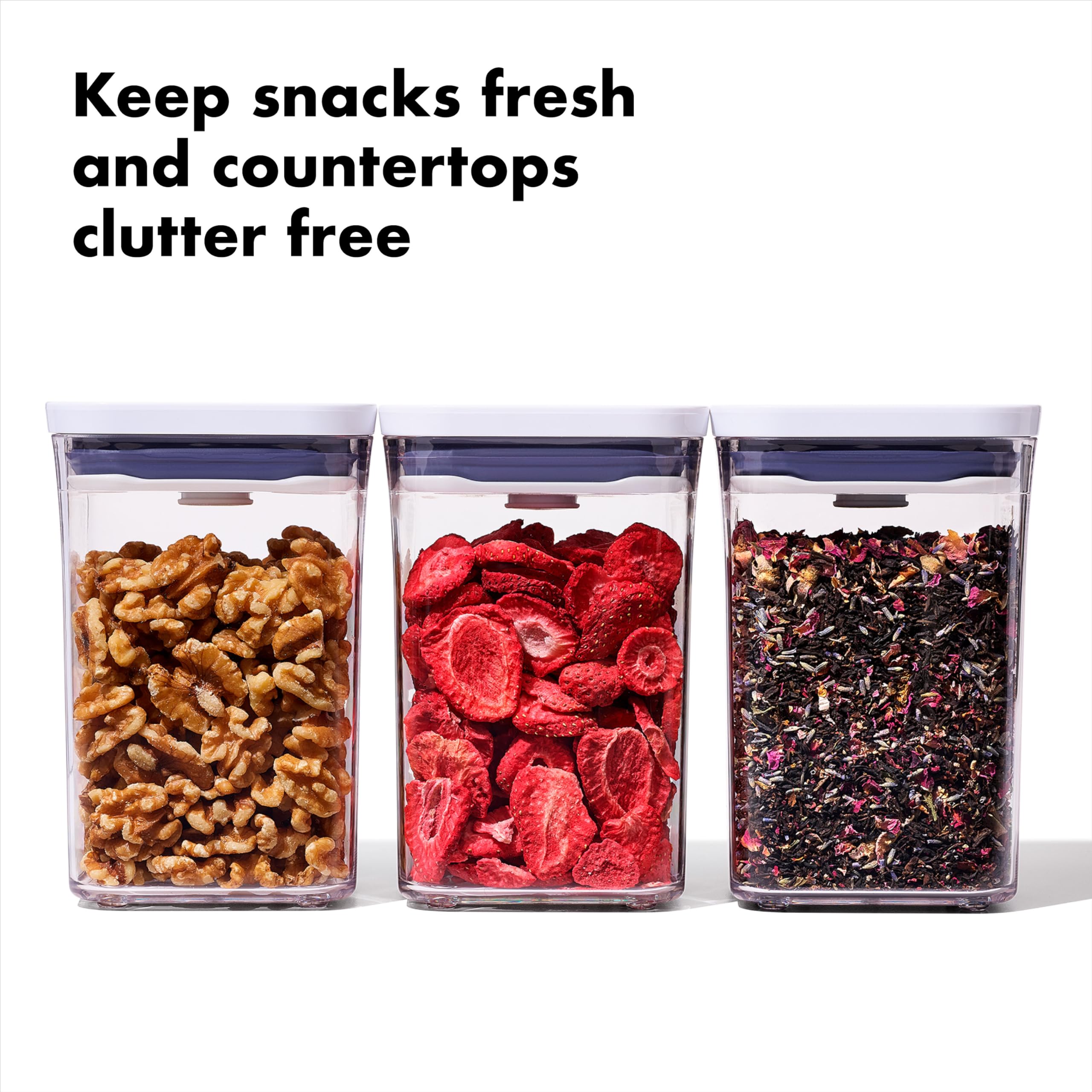 Airtight POP Food Storage Containers – 3-Piece Stackable Pantry Set (White)