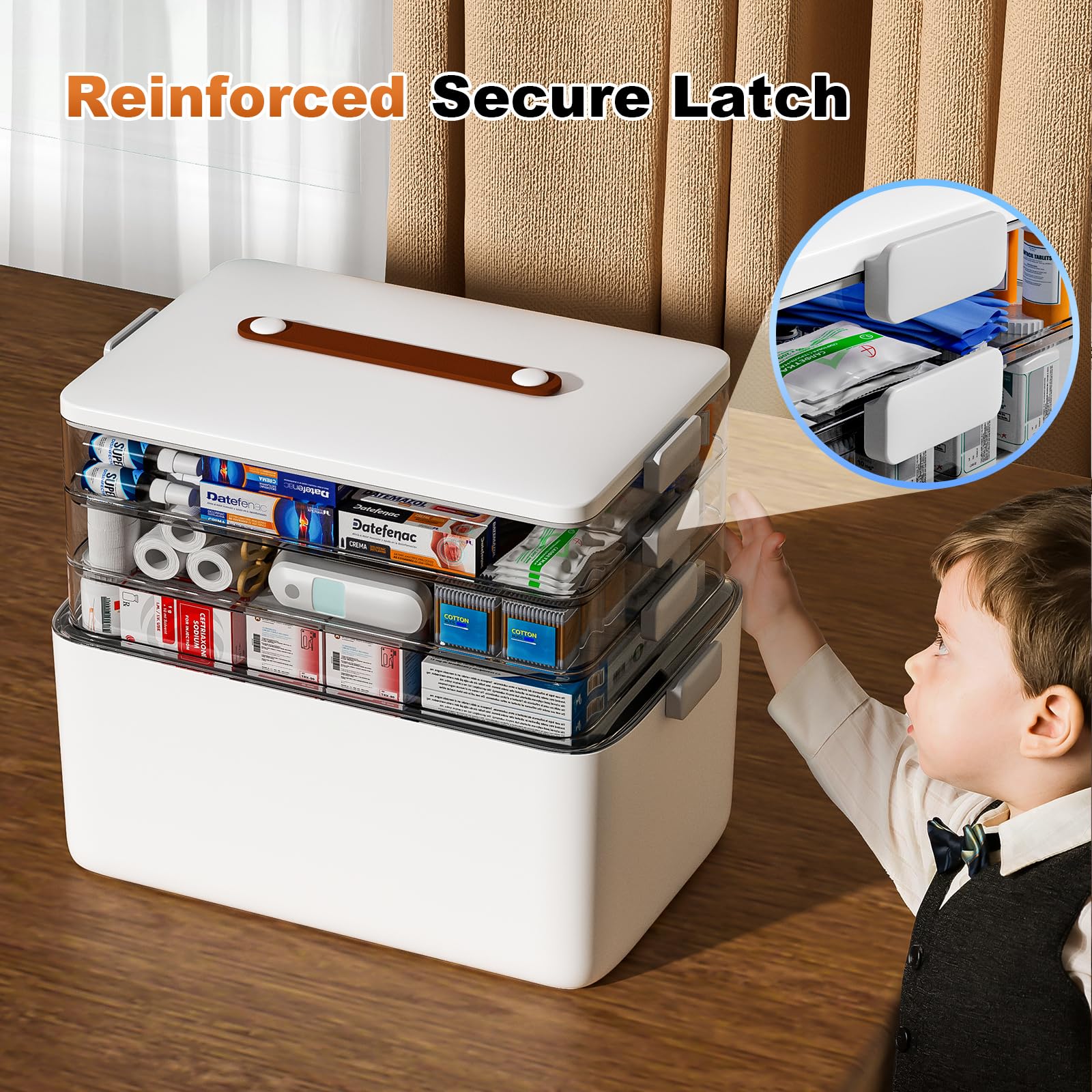 3-Tier Medicine Organizer Storage Box with Handle – Large Capacity, Hygienic Design (White)