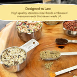 15-Piece Stainless Steel Measuring Cups & Spoons Set with Leveler – Stackable Long Handles for Cooking & Baking
