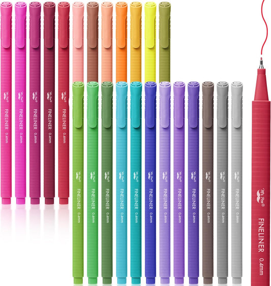 24-Color 0.4 mm Fineliner Pen Set for Journaling