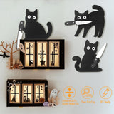 Black Cat Wooden Halloween Decorations – 3-Piece Set of Spooky-Cute Cat Figures for Indoor Home Décor (DRZS0090)