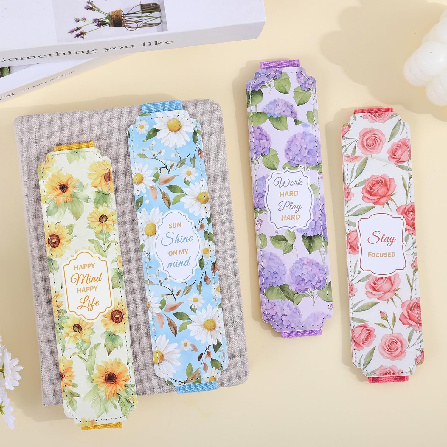4-Pack Floral Motivational Pencil Pouch Set