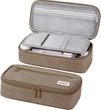 Large 80-Pencil Canvas Organizer Case with 5 Compartments