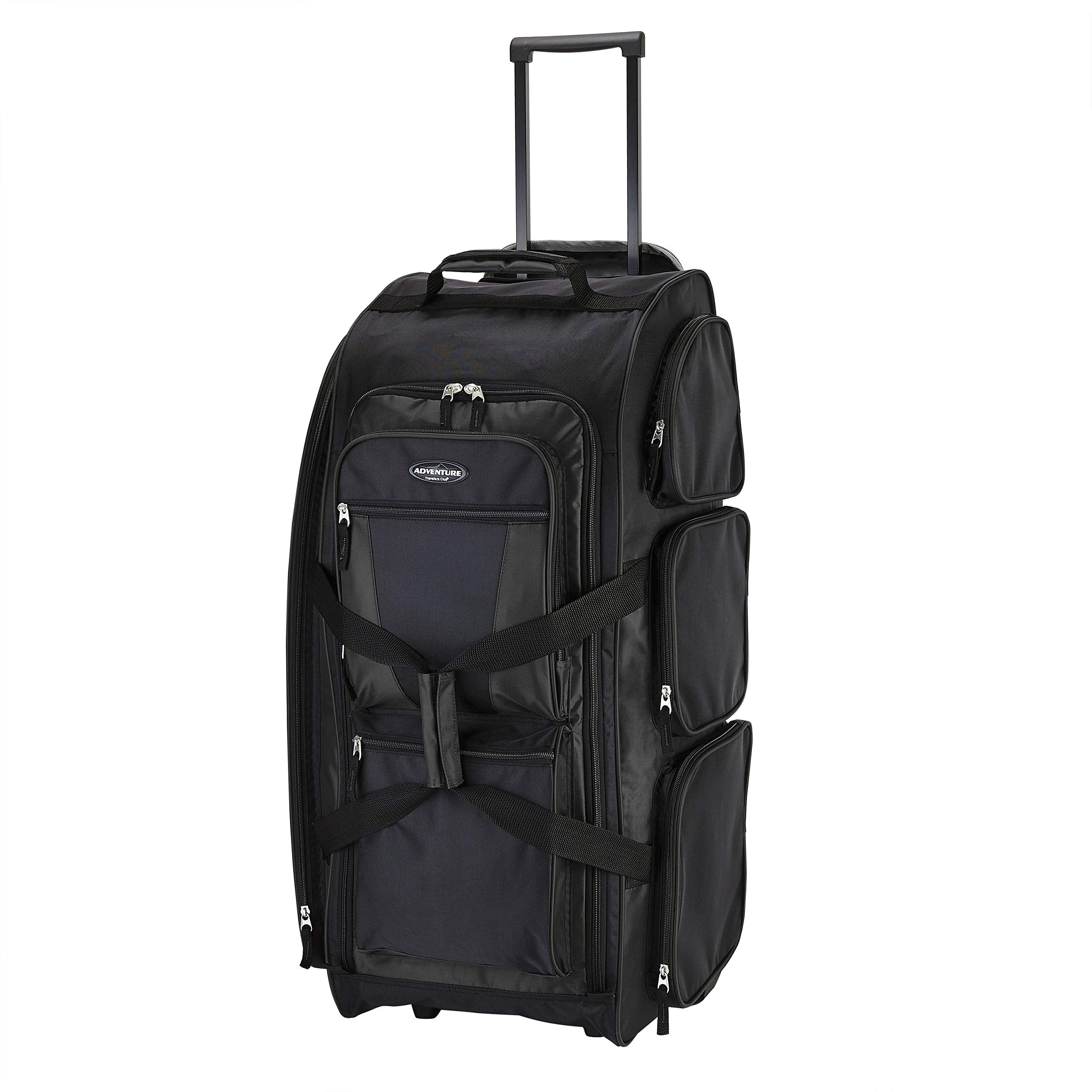 Travelers Club Xpedition 30” Rolling Upright Duffel, Large 77L Multi-Pocket Travel Bag with Wheels (Black)