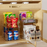 Delamu 2-Tier Clear Under Sink Organizer – Stackable Pull-Out Cabinet Storage with Dividers (2-Pack)