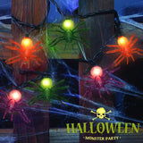 Multicolor Halloween Spider String Lights – 8.5ft Plug-In LED String with 10 Orange, Purple & Green Spiders (Connectable Indoor/Outdoor Décor)