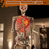 Red LED Beating Heart Prop (2-Pack) – Life-Sized Light-Up Skeleton Heart with Timer & Plug-In Power
