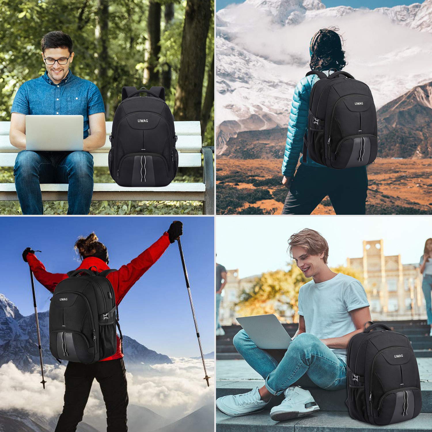 Extra Large 50L Travel Laptop Backpack for Men & Women, TSA Friendly, USB Charging, Anti-Theft Design