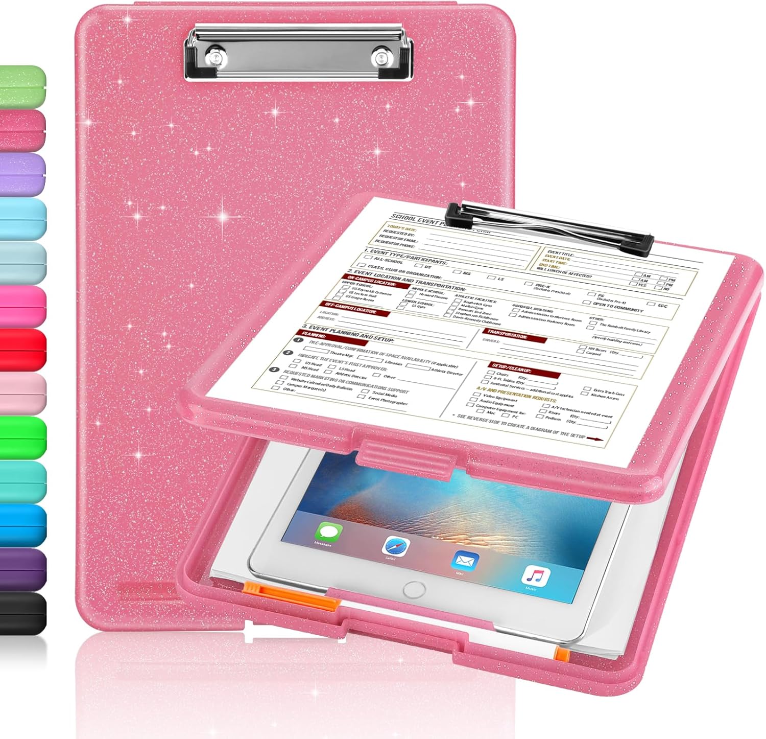 Light Pink Storage Clipboard with Low-Profile Clip