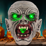 Solar-Powered Zombie Head Halloween Decor – Realistic Resin Outdoor Statue with Light-Up Eyes & Mouth