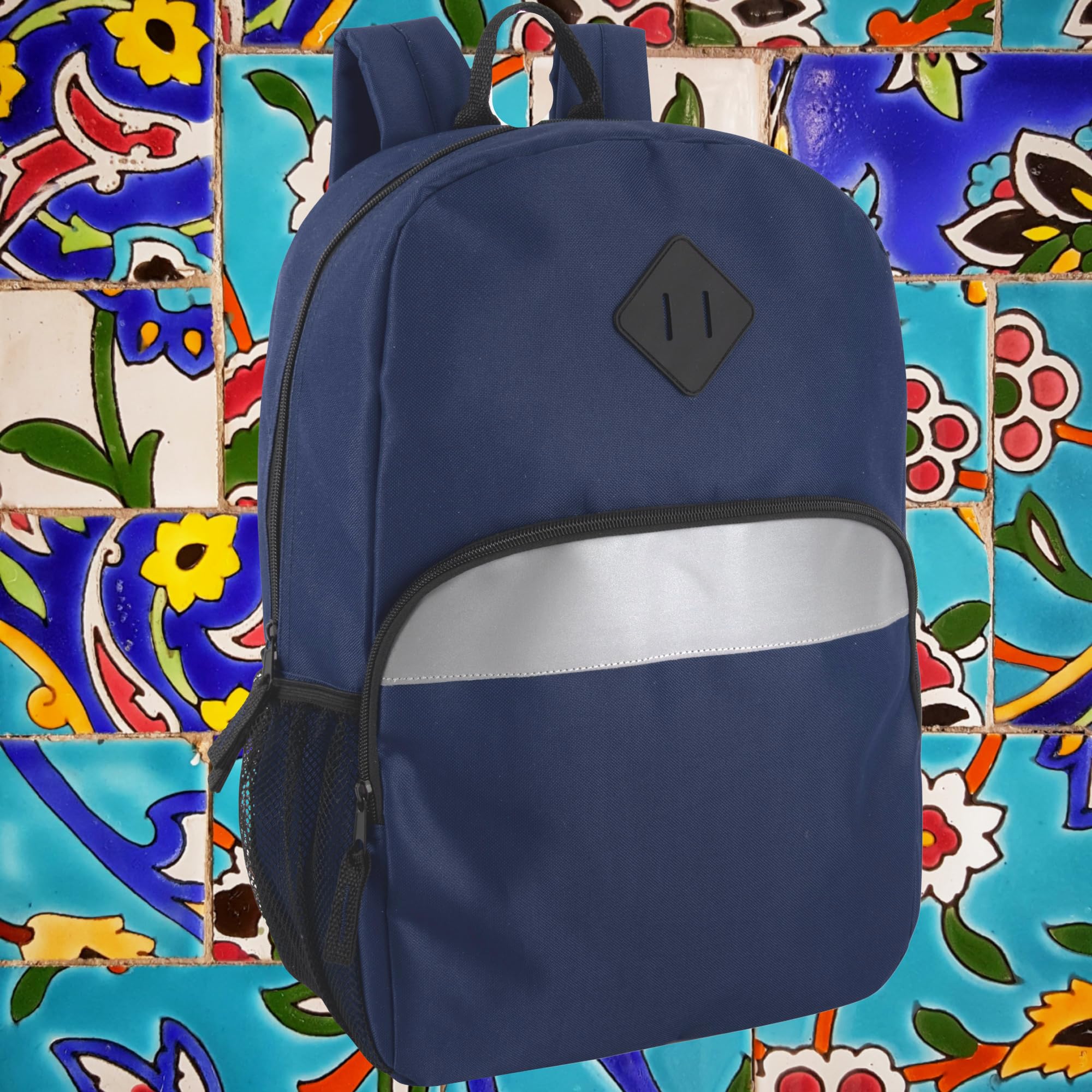 Trail Maker Reflective School Backpack for Kids – Lightweight 20L Bookbag with Safety Stripe (Navy)