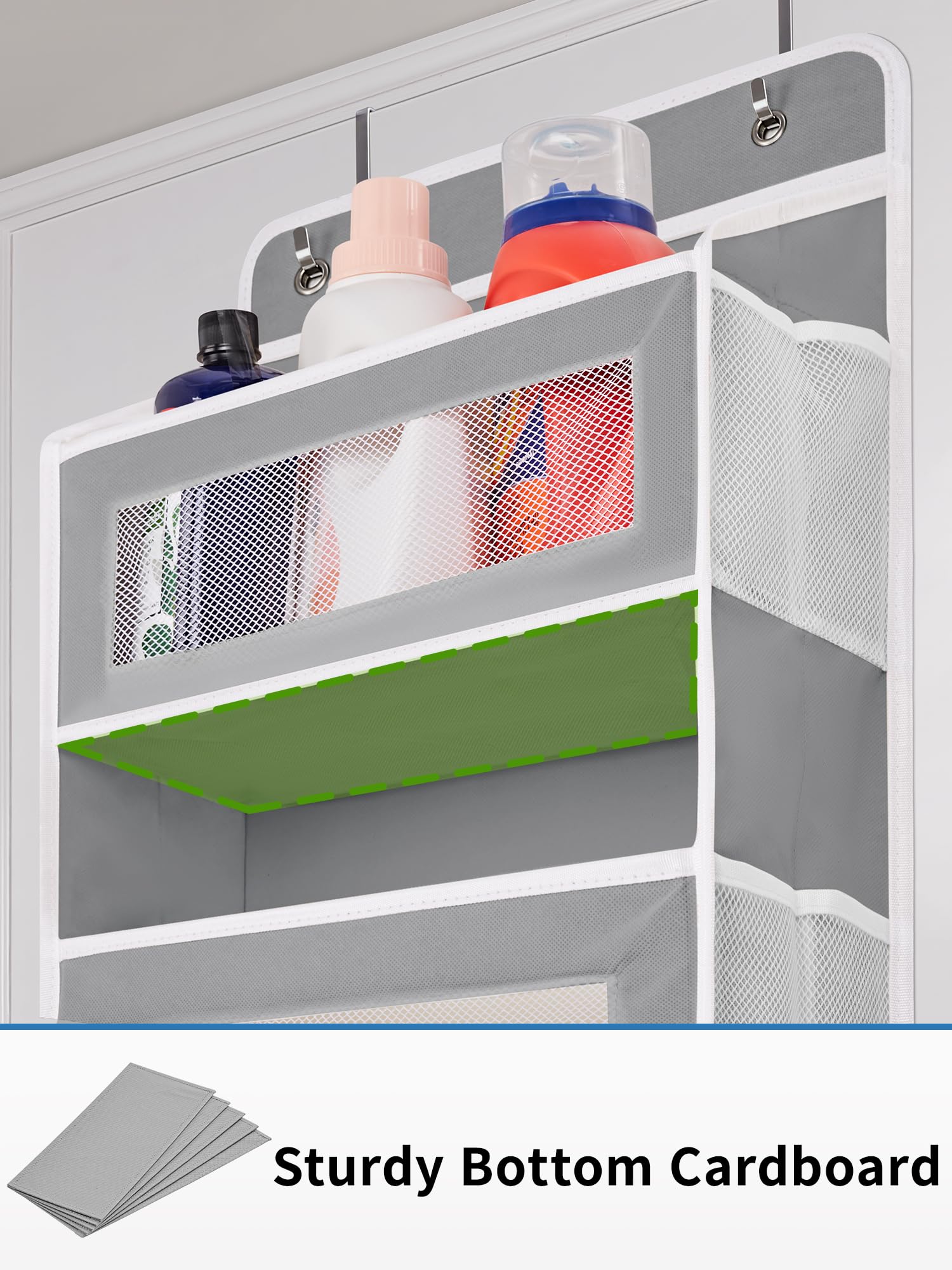 JARLINK Over-The-Door Organizer with 5 Shelves – Heavy-Duty Hanging Storage with Anti-Tilt Design (Grey)
