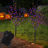 Halloween Lighted Tree Branches – 2 Pack 30" Black Artificial Trees with 100 LED Orange & Purple Lights, Timer Function & Adjustable Twigs