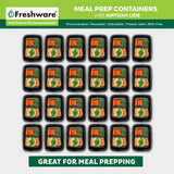 Freshware 28oz Meal Prep Containers – 50 Pack, BPA-Free Bento Lunch Boxes