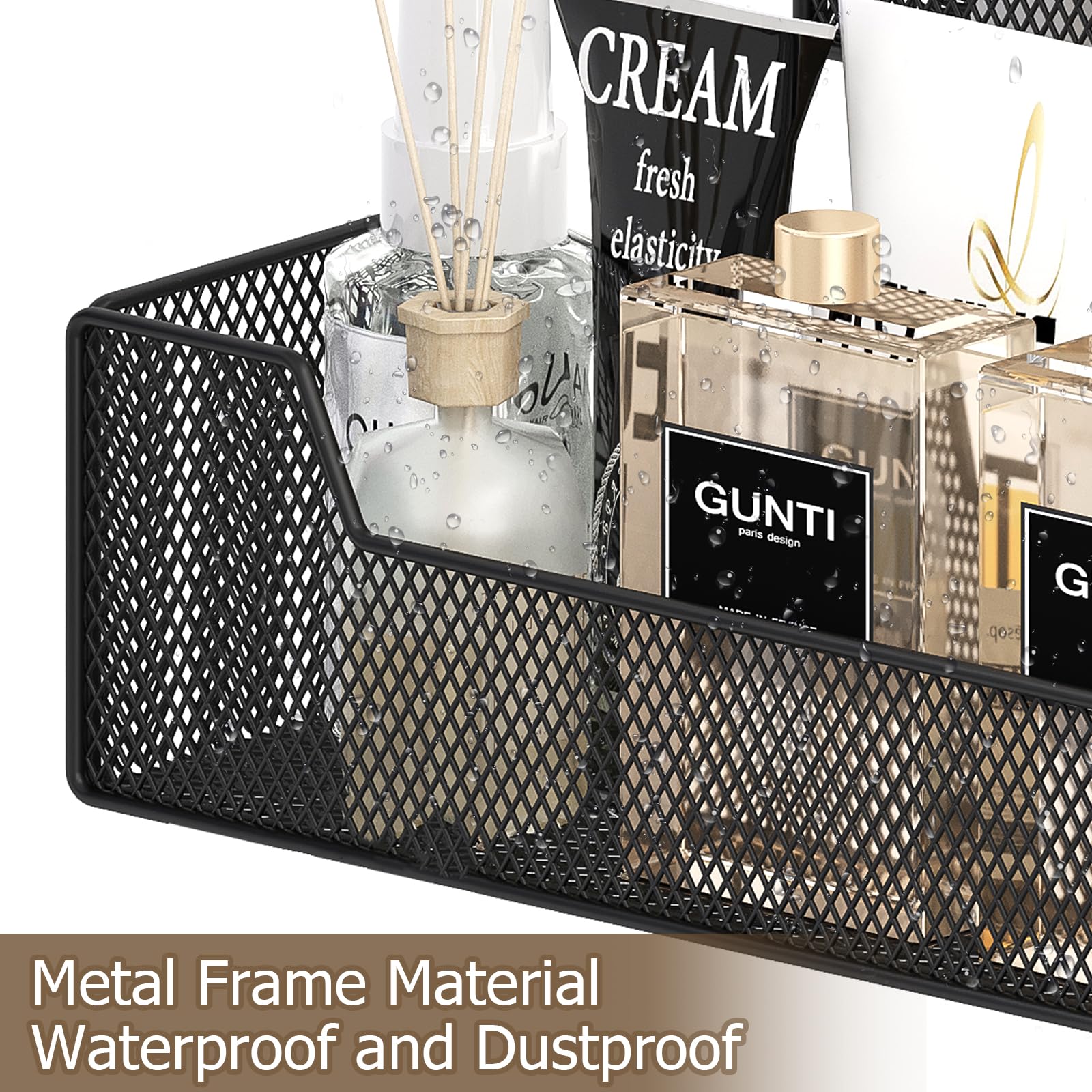 Hongtamoya Over-the-Door Metal Storage Organizer – 6 Adjustable Mesh Baskets & Hooks for Closet, Pantry & Bathroom (Black)