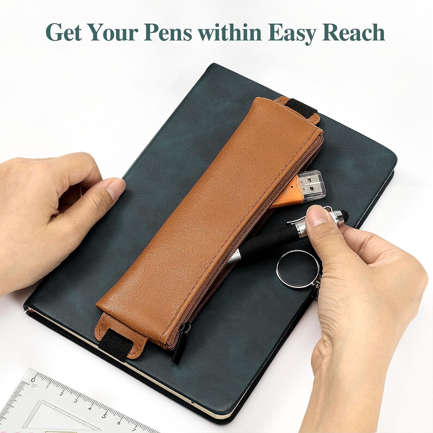 4-Pack Elastic Notebook Pen Holders with Zipper