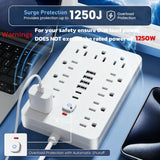 JouleLoom 17-in-1 Surge Protector Power Strip with 11 AC Outlets & USB-C Ports – Compact Flat Plug Extension Cord White