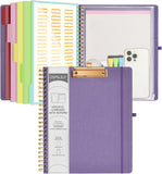 Purple Foldable Clipboard Folio with 10 Storage Pockets