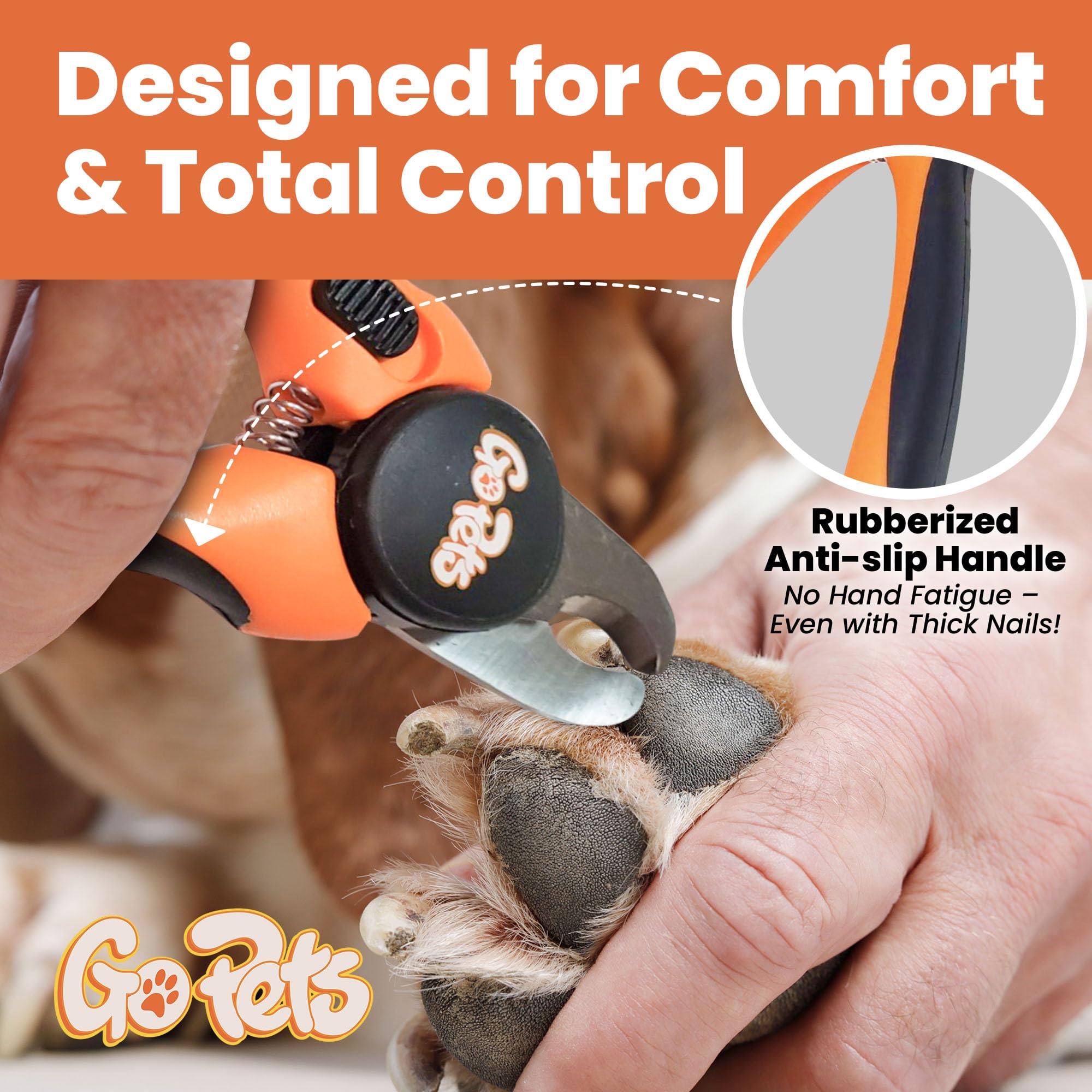 GoPets Professional Pet Nail Clippers with Safety Guard, Stainless Steel Blades, Ergonomic Grip, and Built-In Nail File for Dogs and Cats