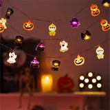 Halloween LED String Lights – 20 Battery-Operated Pumpkin, Ghost & Witch Lights with Timer & 8 Modes (9.8Ft)
