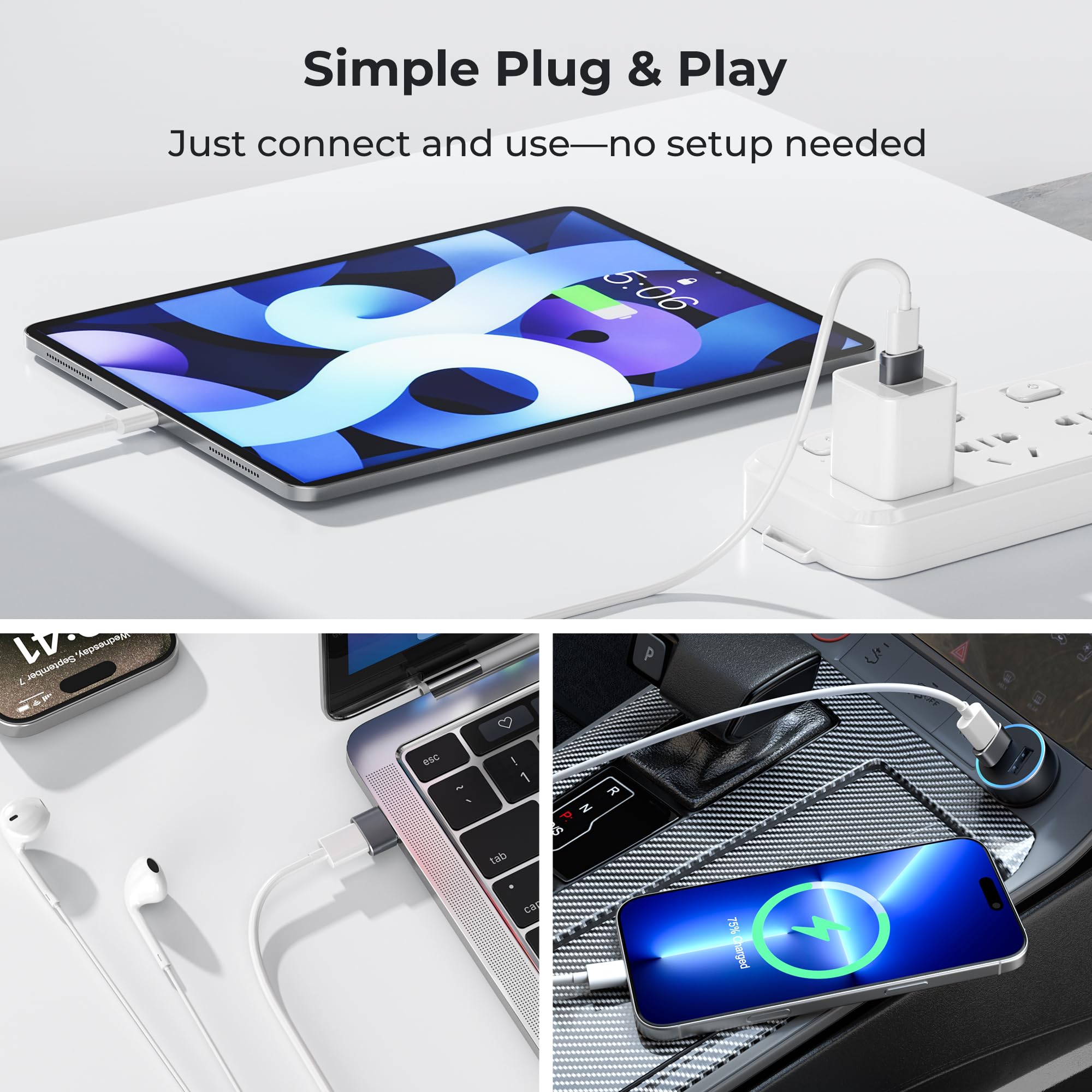 USB-A to USB-C Adapter – Aluminum Type-C Converter for Charging & Data Transfer