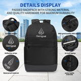 GEMGOAL Classic Minimalist Laptop Backpack – Water-Resistant Travel & Gym Backpack for Work and Daily Commute – Black