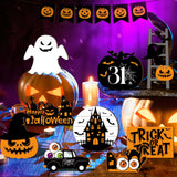 Halloween Tiered Tray Decorations Set (18 Pcs) 🎃 – Rustic Wooden Signs & Plush Gnome for Farmhouse Home Décor