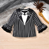 Little Girl Halloween Outfit – Toddler Jack Skellington & Sally Inspired Fall Clothing Set (4T–5T)