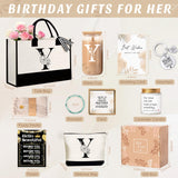 LePiche Personalized Initial Tote Bag Gift Set for Women – Monogram Canvas Tote, Cosmetic Bag & Glass Cup (Initial Y)