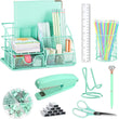 Green Desk Organizer and Office Supplies Set