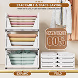 Stackable Closet Storage Baskets (5-Pack) – Foldable Space-Saving Organizer Bins for Wardrobe, Bathroom & Laundry