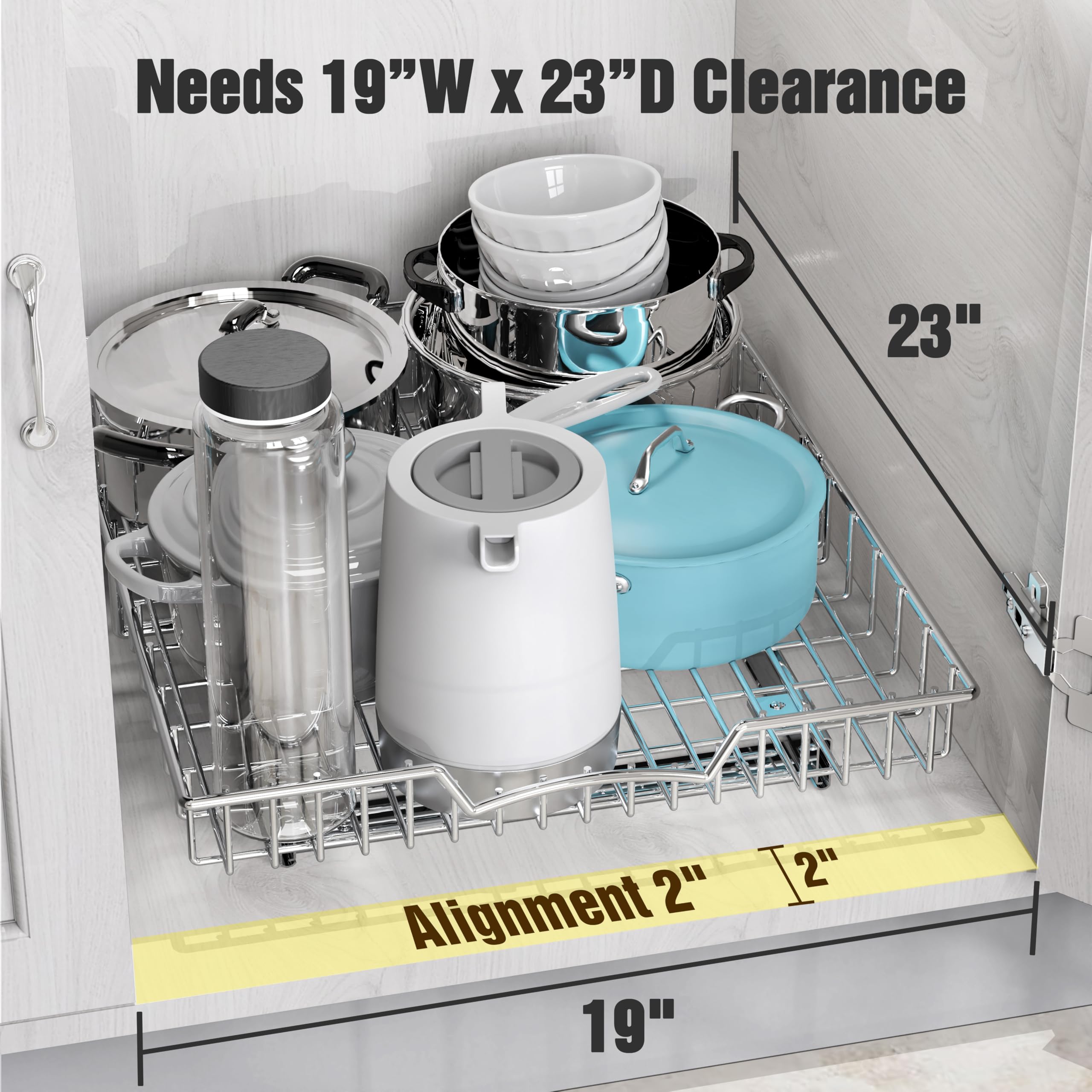 SimpleHouseware Under Cabinet Pull-Out Sliding Shelf – Heavy-Duty Ball Bearing Drawer Organizer (21” x 17”)